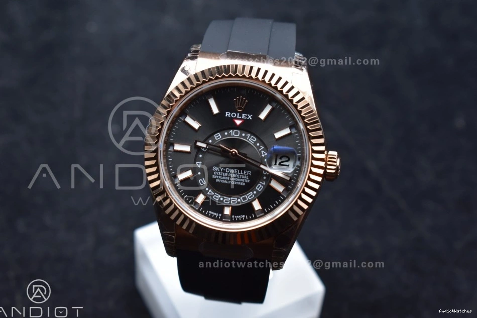 1104 RG Upgraded Gray Oysterflex Noob on A23J Strap Dial Best Skydweller Edition 0123